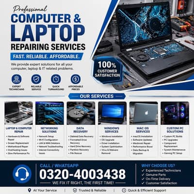 Laptop Repair, Networking, Data Recovery, Windows Installation Mac OS