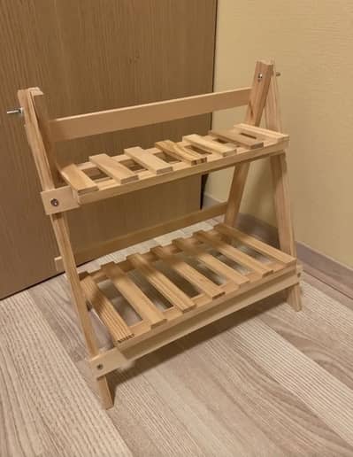 2 Tier Foldable Wooden Rack For Decor & Storage