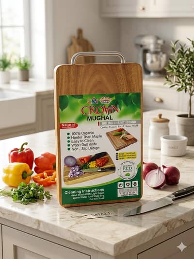 Crown Mughal Premium Wooden Cutting & Chapati Board (Organic Wood