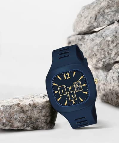 Blue silicon watch for men, water resistance and light weight