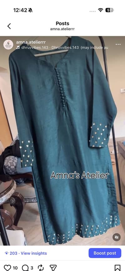 Bottle green silk dress
