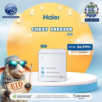 Haier 7 CFT Chest Freezer (Model 175I) – Brand New Eid Discount Offer