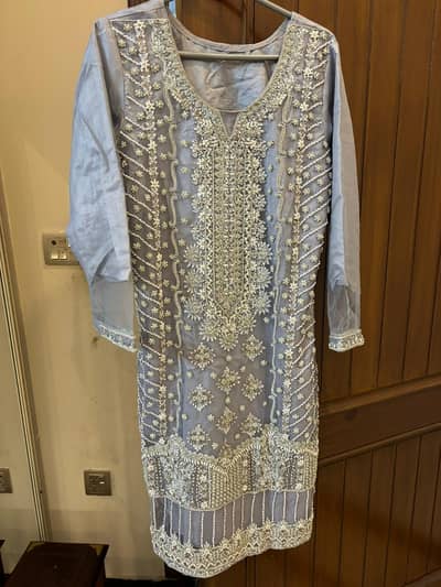 3-piece beautiful grey suit with heavy embellishments