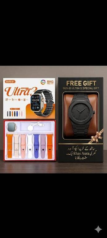 FREE Arabic Aura Watch Included | Series 11 Ultra Smart Watch Collection ⌚ Premium Luxury Smartwatch Combo with 11 Stylish Straps Bluetooth Calling, Fitness Tracking & Ultra HD Display  Wireless Charger + Luxury Gift Box Packing Included