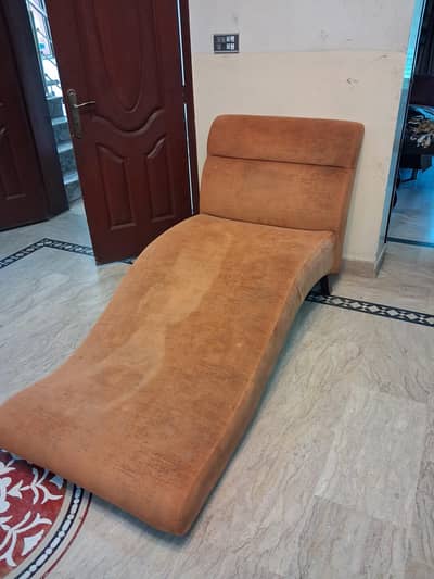 Contemporary orange fabric chaise lounge sofa
