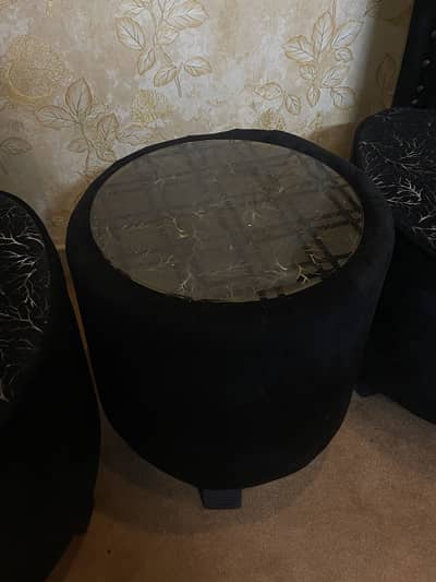 2 Seater black chairs with table