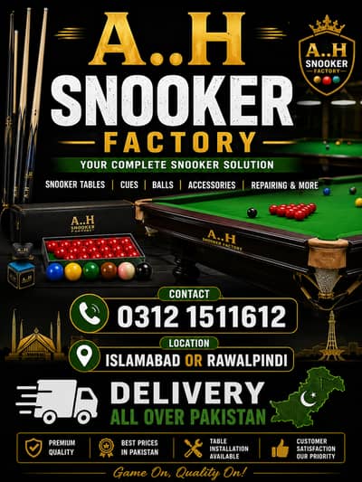 Snooker Table / Pool Tables / Air Hockey / Soccer Table / Carrom Board