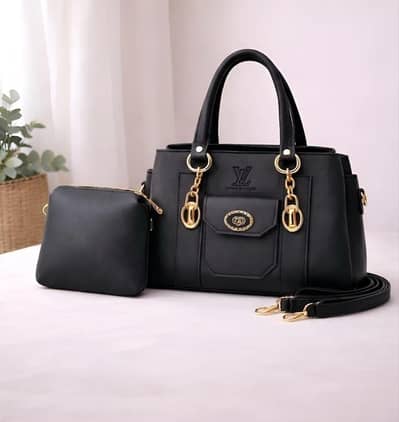 black luxury handbag set with chain strap