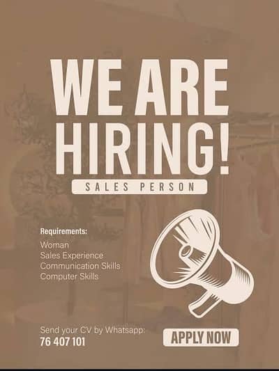 Hiring Sales man For Clothing brand