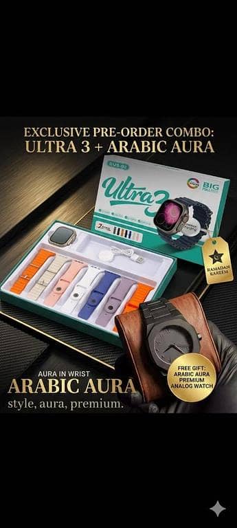 FREE Arabic Aura Watch Included | Series 11 Ultra Smart Watch Collection ⌚ Premium Luxury Smartwatch Combo with 11 Stylish Straps Bluetooth Calling, Fitness Tracking & Ultra HD Display  Wireless Charger + Luxury Gift Box Packing Included