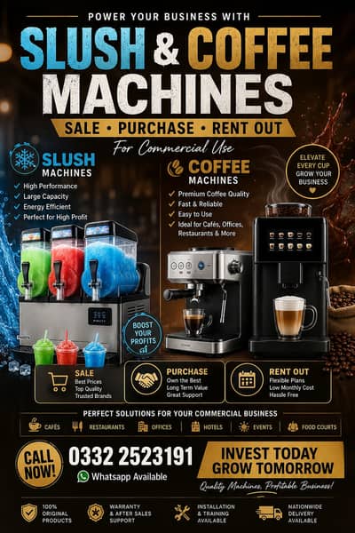 Commercial slush & coffee Machines for Sale & Rent Out.