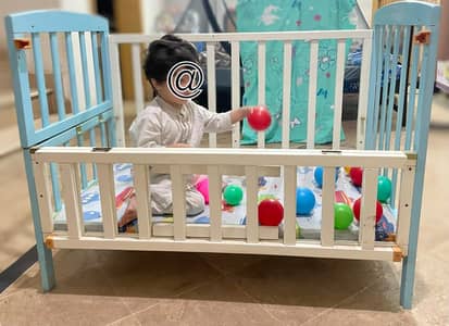 3 in 1 baby cot, with mosquito net and mattress
