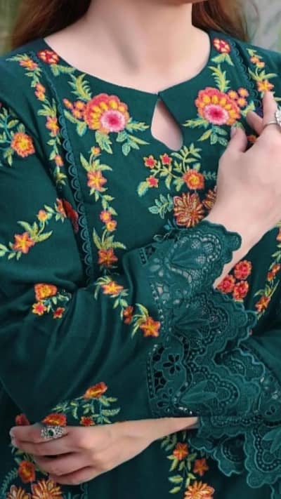 green floral embroidery kurta