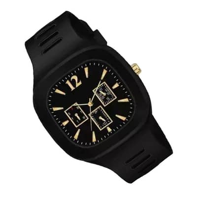 Black Silicone Watch with Gold accents for men