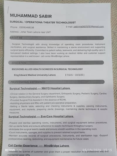 Need A Job I am Surgical Technologist from KEMU