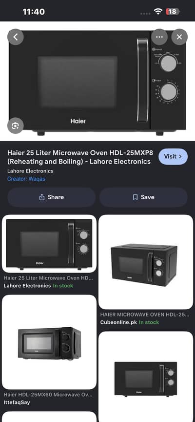HAIER MICROWAVE OVEN HDL 25mx60
