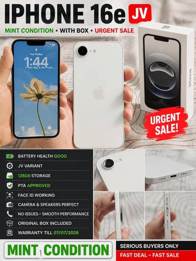 iPhone 16e JV 128GB White | Mint Condition With Box | Urgent Sale