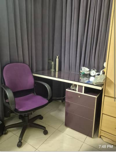Computer Table with glass top and chair