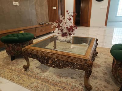 Elegant 3-Piece Wooden Table Set – Center Table + 2 Coffee Tables