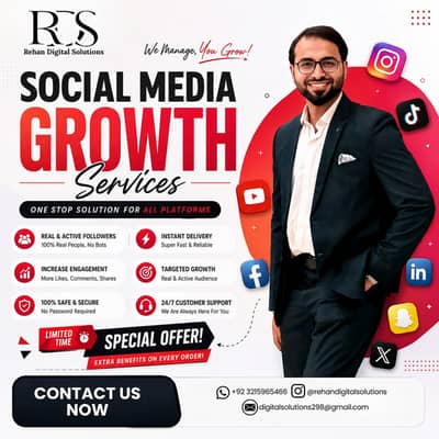 Social media growth instagram/youtube/watchtime/subscriber/followers
