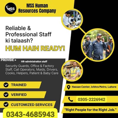 We Provide All type of staff and jobs like Domestic staff-HR-security-