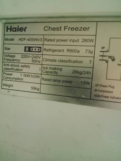 Haier freezer inverter 405 Model