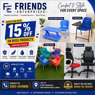 Plastic chairs and table set \ Boss Furniture \ Discount offer plastic