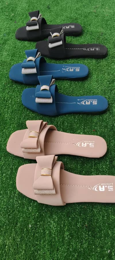Women's bow flats sandals  with Rhinestones Accents 3 colors