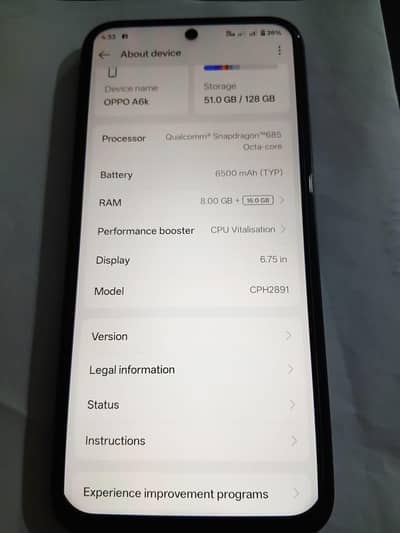 oppo A6k 8/128 for sale