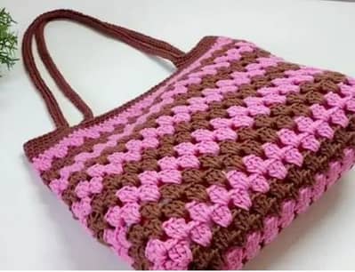Handmade Granny Stitch Crochet Tote Bag | Stylish & Spacious