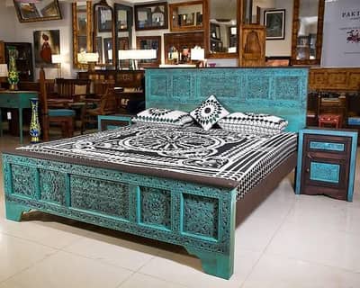 Bed _ king size bed_ tea trolley _chinoti bed _wooden door