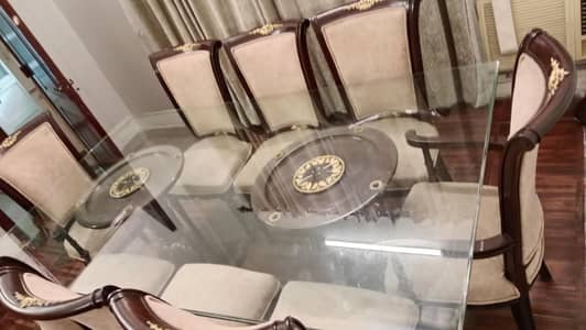 1 wood dining table and plus 8 dining chairs purely wood