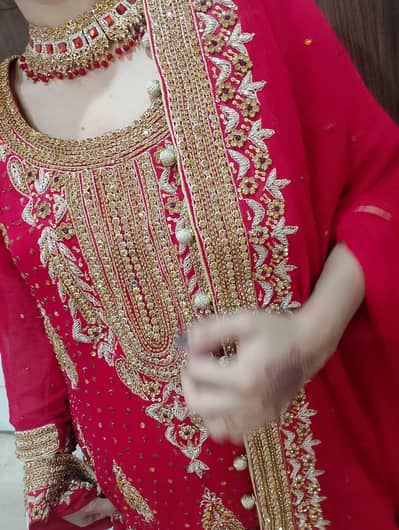 Elegant Red Embroidered Party | Wear Dress with Dupatta | Like New