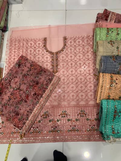 Organza gala daman print shawl dupatta
