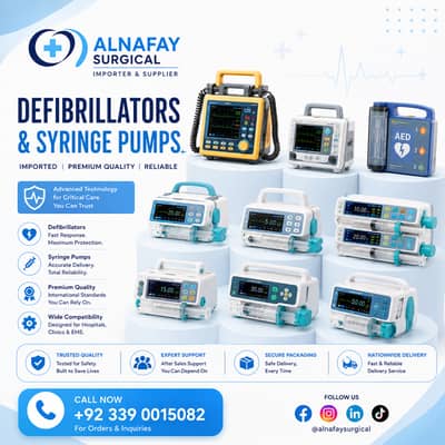 Defibrillators, Syringe Pumps, Infusion Pumps Baby Nebulizers importe