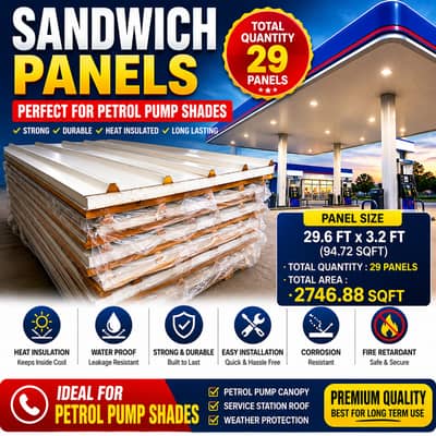 Petrol Pump Shade Sandwich Panels 29 Panels Available | 29.6ft x 3.2ft