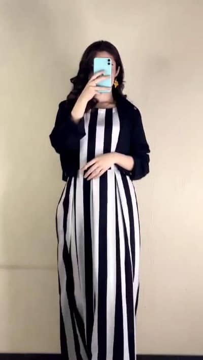 Stylish Zebra Lining Maxi Dress with Koti | Casual Wear | New Arrival