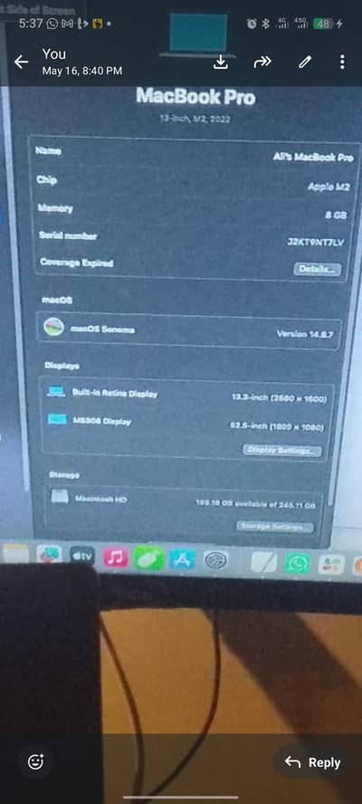 MacBook Pro 13-inch M2 2022 (Model A2338)