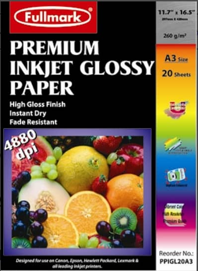 Fullmark A3 Sheet Inkjet Glossy Paper / Photo Paper