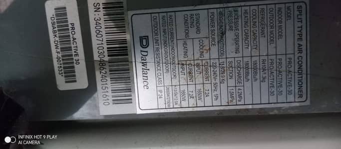 Brand: Dawlance Model: PRO-ACTIVE-30 Age: 4 years old Type: Split Air