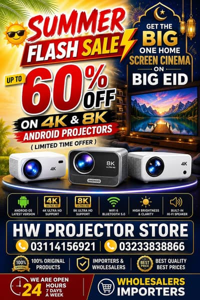 ANDROID PROJECTOR 4K MULTIMEDIA SMART MINI LED  HOME CINEMA PROJECTOR