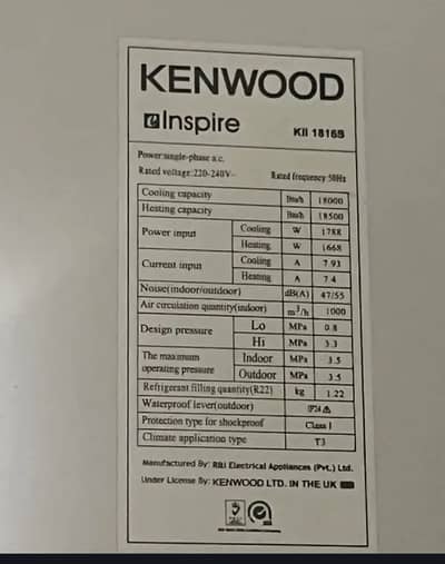Kenwood 1.5 Ton