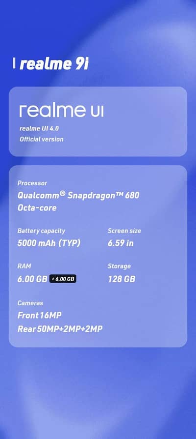 “Realme 9i 6GB/128GB PTA Approved – Excellent Condition”