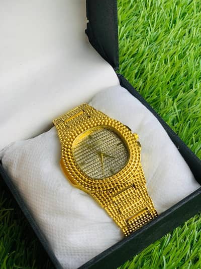 Gold Plated Crystal Watch For Men Wedding Formal Wear