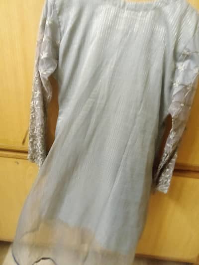 3 piece stitched gray color dress