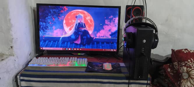 full gaming  setup with gaming PC