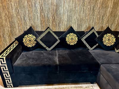 Luxury 8 Seater L Shape Sofa with Cushions – Good Condition