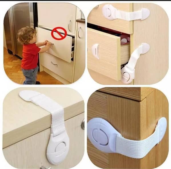Child Safety Locks For Doors, Drawers, Cabinet, Refrigerators and Fridge - White