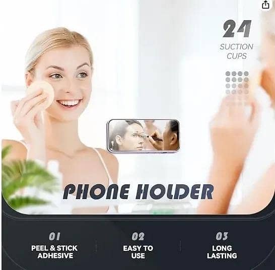 Silicon Suction Pad Phone Holder Self-Adhesive Rubber Suction Mobile Holder Silicone Suction Phone Case - Suction Cup Phone Holder | Sticky Phone Grip Mount With 24 Suction Cups | Anti-Slip Suction Phone Case Mount For Shower mirror Silicone Mobile Stand