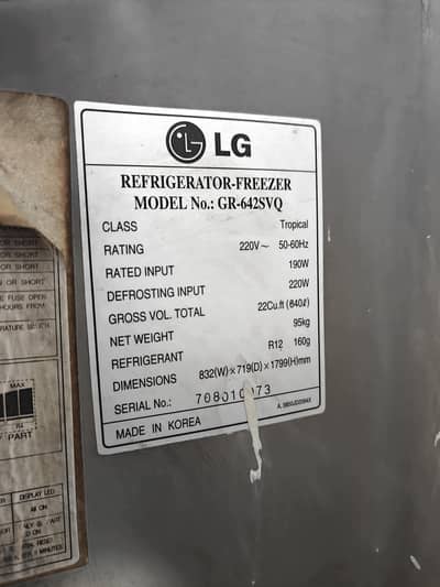 LG 18cft made in Korea original